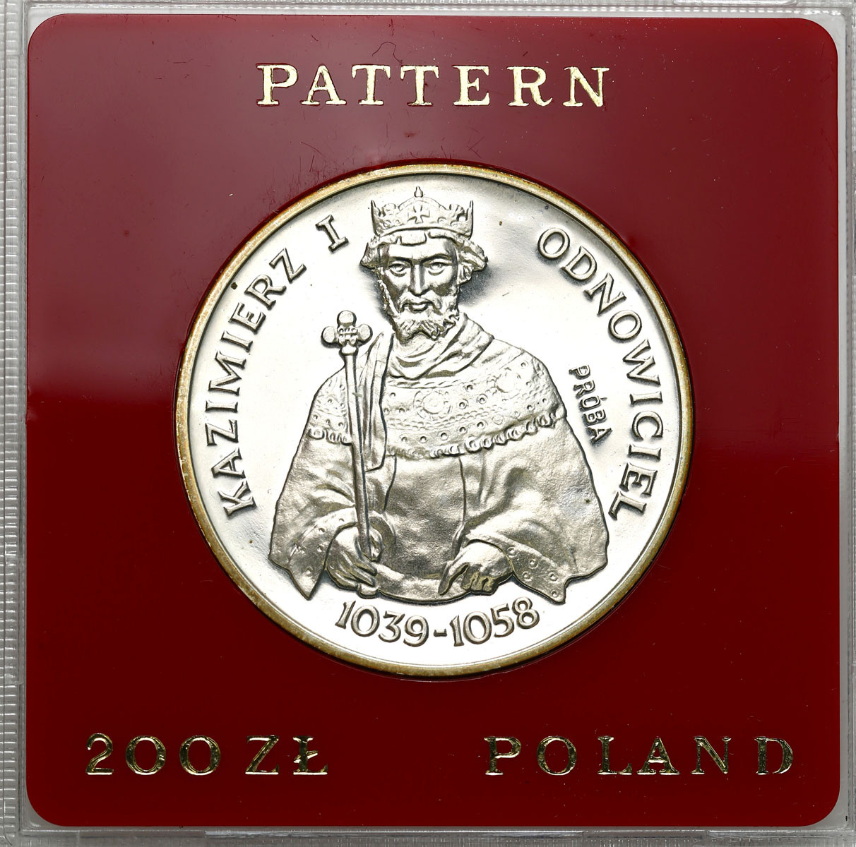 PRL. PRÓBA srebro 200 złotych 1980 Odnowiciel – półpostać